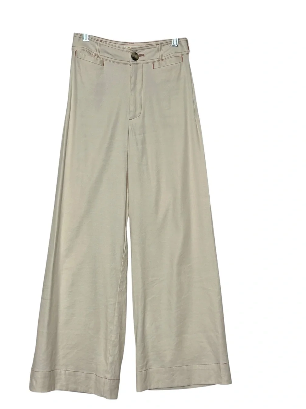 Maeve Ettie Cream High Waist Cropped Wide Leg Jeans Linen | 25